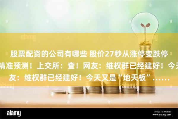 股票配资的公司有哪些 股价27秒从涨停变跌停，有人竟提前40分钟精准预测！上交所：查！网友：维权群已经建好！今天又是“地天板”……