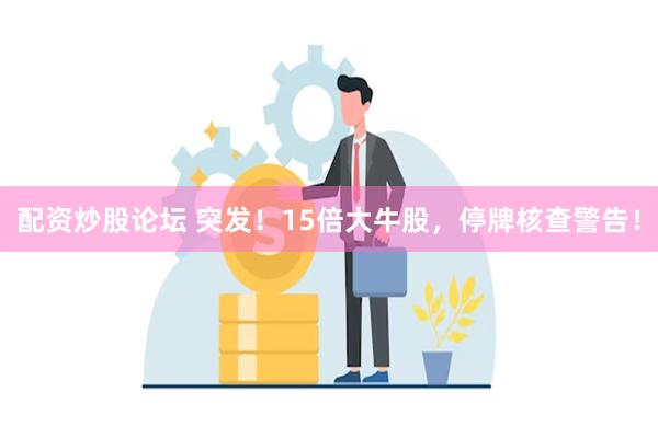 配资炒股论坛 突发！15倍大牛股，停牌核查警告！